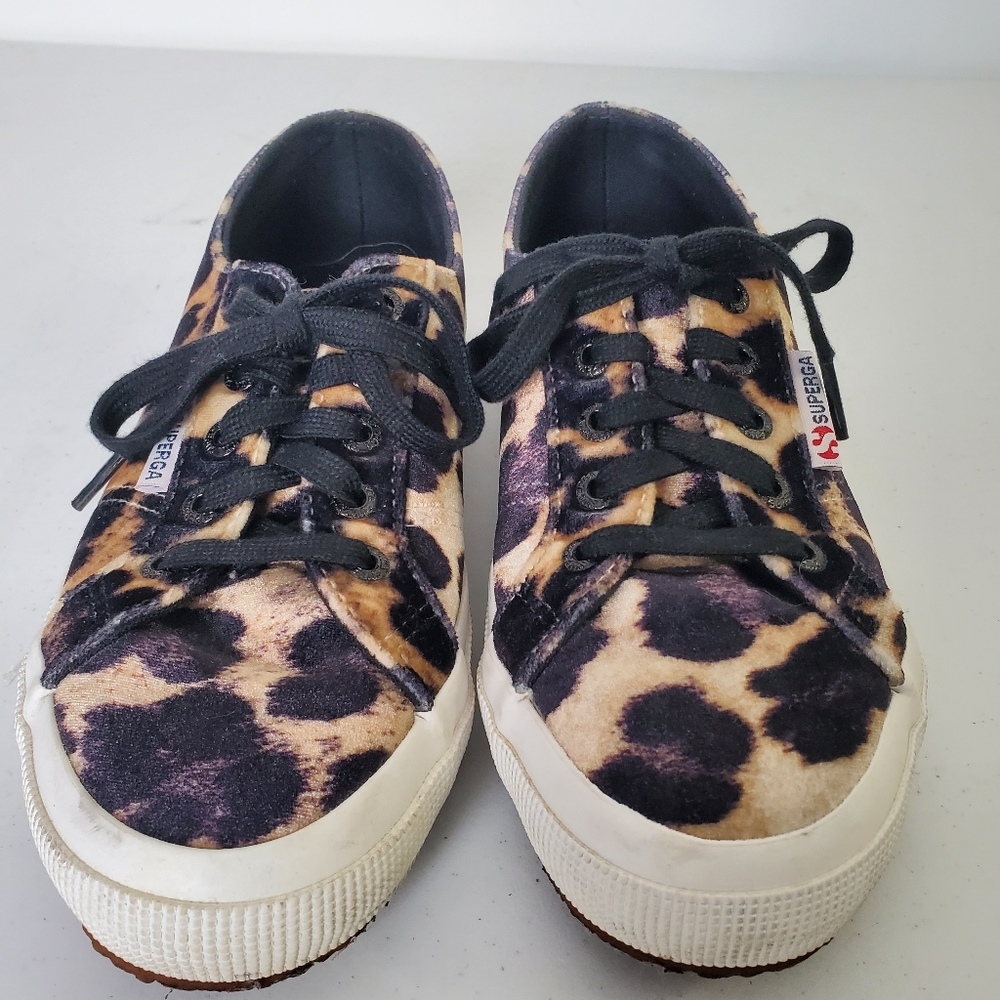 Superga Leopard Print Velour Sneakers 37